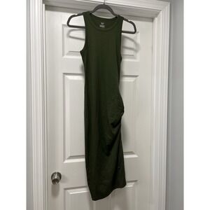 Aerie knitted sleeveless ribbed green round neck long maxi dress‎ S/P